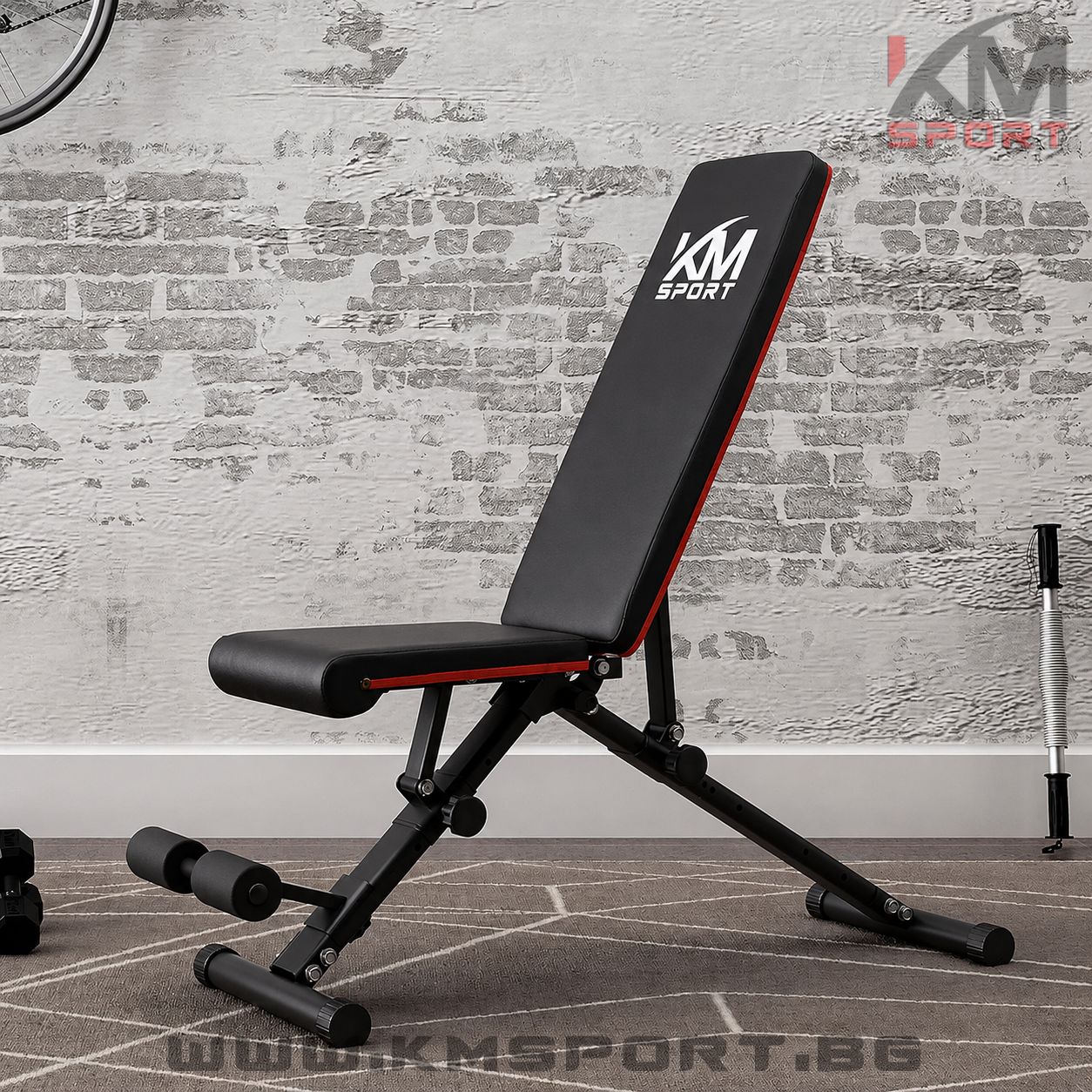 Сгъваема фитнес лежанка / пейка - регулируема и мултифункционална KMSPORT Compact - Image 2