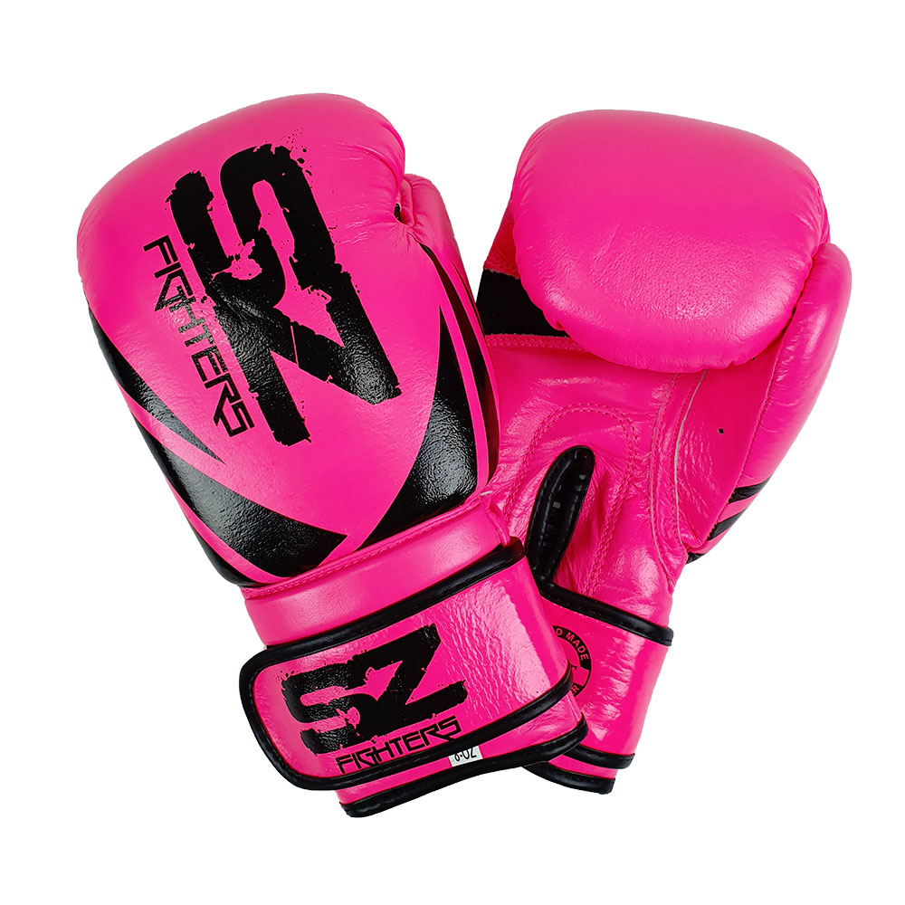 SZ Fighters - Боксови ръкавици естествена кожа - Neon Pink
