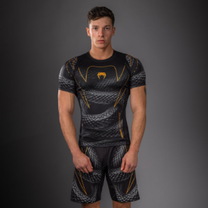 Рашгард Venum Matupa Short Sleeve Rashguard – Black/Grey/Gold