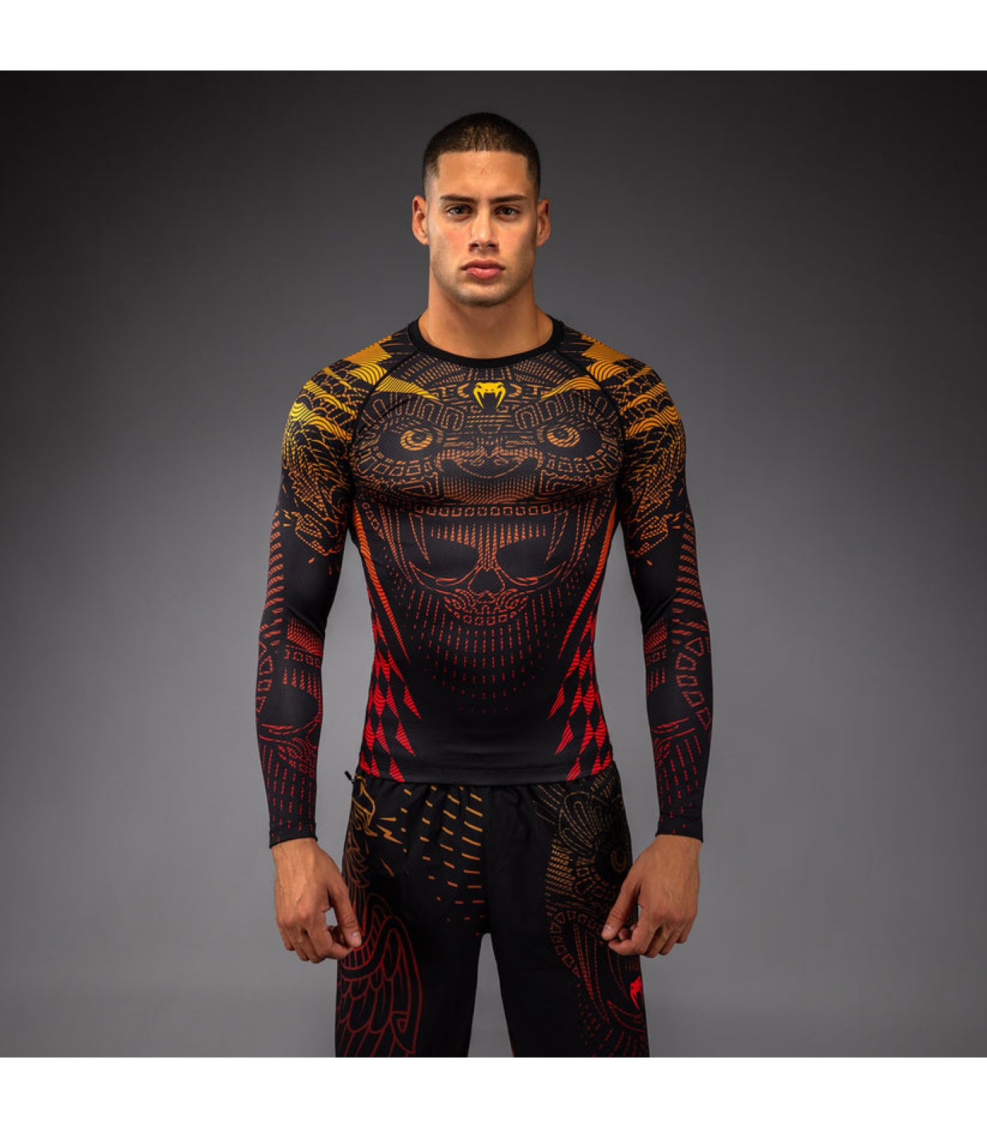 Рашгард Venum Quetzal Fury Long Sleeve Rashguard – Black/Fury Red/ Tangerine - Image 2