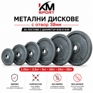 Метални дискове ф30 -1.25кг/2.5кг/ 5кг/10кг/15кг/20кг