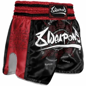8 WEAPONS Muay Thai Shorts, 8 Ways Yant 2.0, black-bordeaux