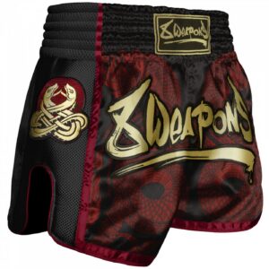 Шорти - 8 WEAPONS - Muay Thai Shorts - Sak Yant Naga Super Mesh - Black/Red