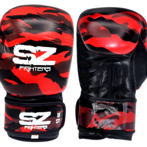 SZ Fighters - Боксови ръкавици естествена кожа - Camo - Red