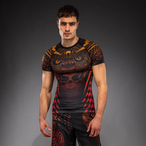 Рашгард Venum Quetzal Fury Short Sleeve Rashguard – Black/Fury Red/ Tangerine - Image 2