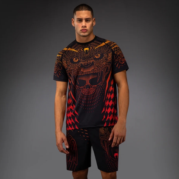 Тениска Venum Quetzal Fury Dry-Tech T-Shirt – Black/Fury Red/ Tangerine - Image 2