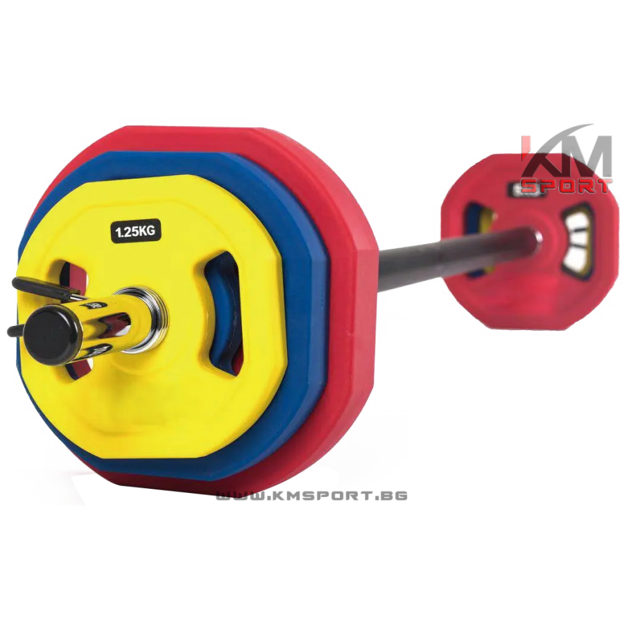 Комплект за body pump - лост с уретанови тежести TPU - Image 2