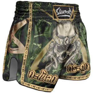 Шорти - 8 WEAPONS - Muay Thai Shorts - Bone Island - Olve/Gold