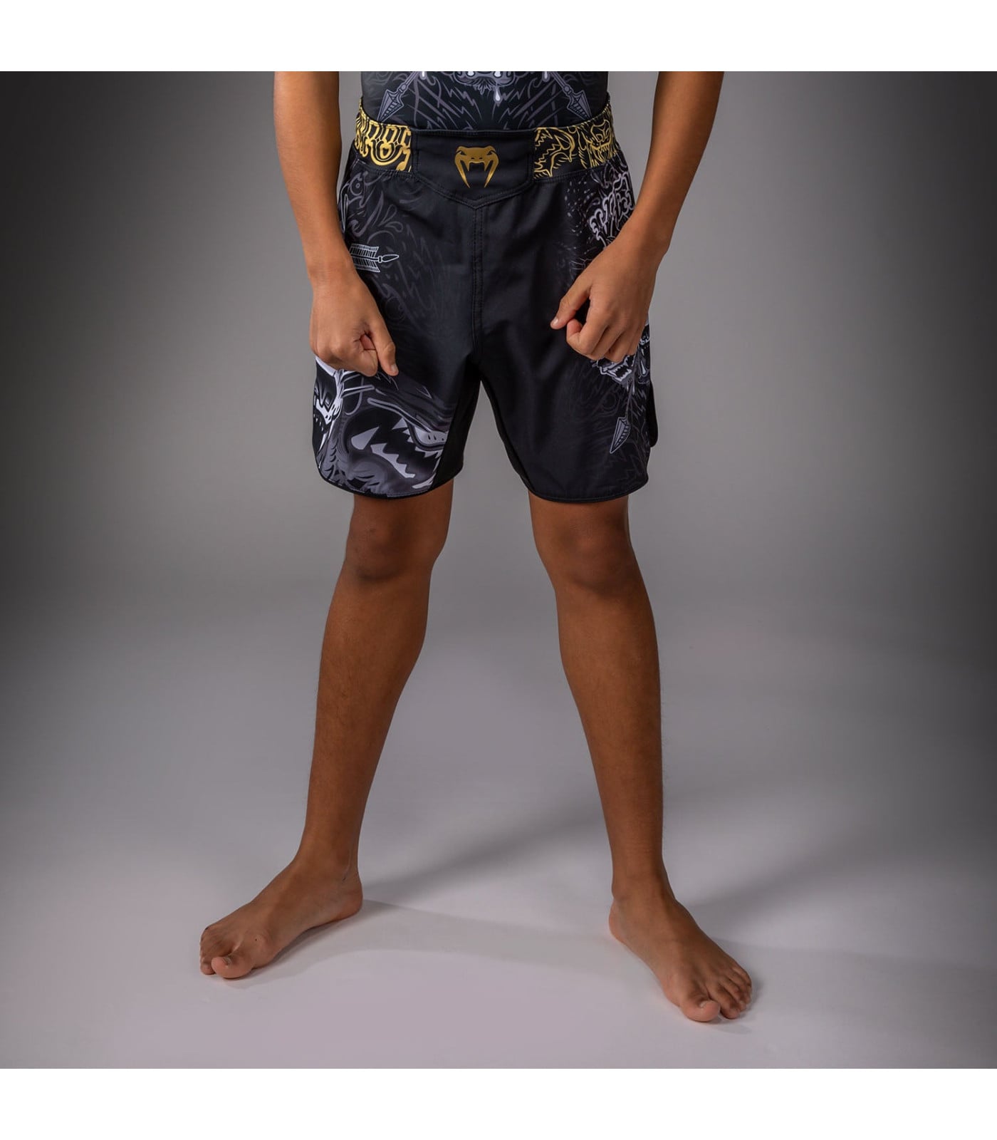 Шорти Venum Wolf Atak Fightshorts – Black/Grey - Image 7