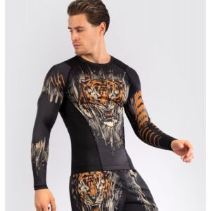 Рашгард - Venum Tiger Men's Long Rashguard - Black/Neon Orange​