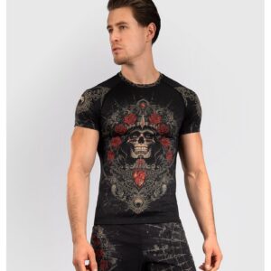 Рашгард - Venum Santa Muerte 5.0 Men’s Short Sleeve Rashguard - Deep Black/Gold​