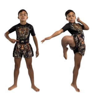 Детски Муай Тай Шорти Venum Tiger Kids Black/Neon Orange