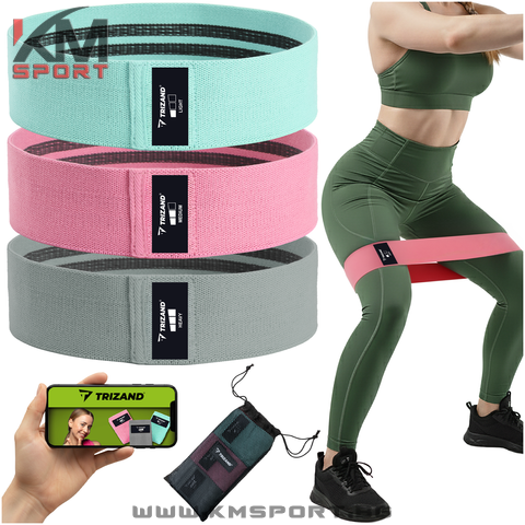 Комплект 3 бр тренировъчни текстилни ластични ленти Active Gym размер S, M, L