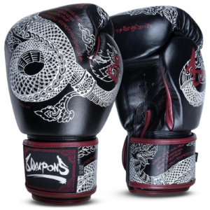 Боксови ръкавици - 8 WEAPONS Boxing Gloves Sak Yant Naga - Black/Maroon