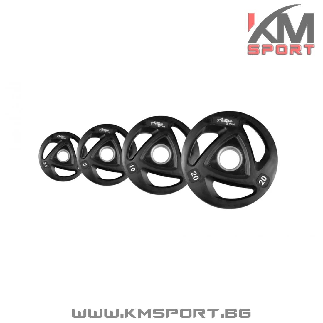 Диск метален с гумено покритие Ф50 -1.25кг/2.5кг/ 5кг/10кг/15кг/20кг -с дръжки