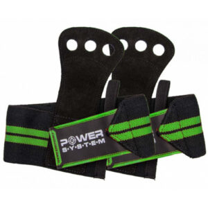 Power System Crossfit Grips - Green - Ръкохватки за Гимнастически Щанги, Цвят Зелен, Материал Leather