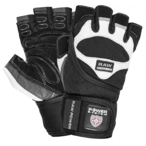 Power System Wrist Wrap Weightlifting Gloves Raw Power - White - Black - Фитнес Ръкавици, Цвят Черно-бял,
