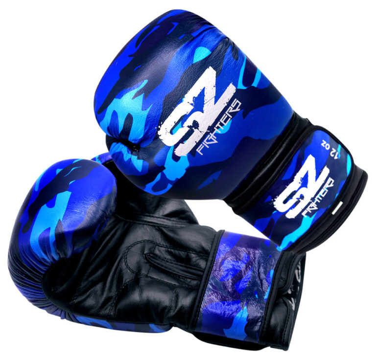 SZ Fighters - Боксови ръкавици естествена кожа - Camo - Blue - SZ Fighters