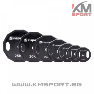 Диск метален с гумено покритие Ф30 -1.25кг/2.5кг/ 5кг/10кг/15кг/20кг/25кг -с дръжки РУБЕРТОН
