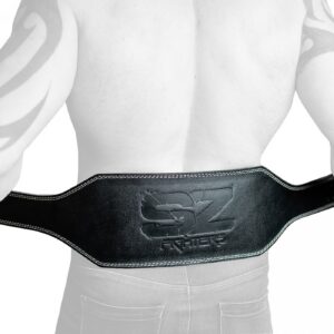 SZ Fighters - Фитнес колан от естествена кожа -15см ширина - Черен мат