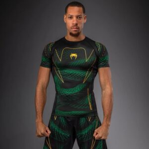 Рашгард - Venum Matupa Short Sleeve Rashguard - Black/Green/Gold​