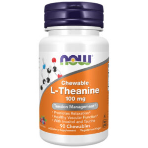 NOW Foods - L-Theanine 100 mg Chewable | with Inositol & Taurine (90 дози) / 90 Дъвчащи таблетки