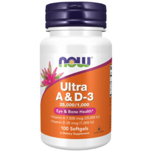 NOW Foods - Ultra A & D-3 | Vitamin A 25.000 & Vitamin D 1000 IU (100 дози) / 100 Гел капсули