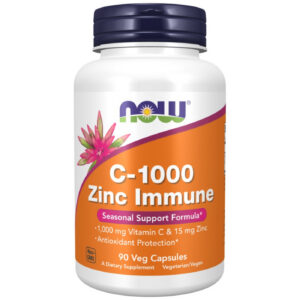 NOW Foods - C-1000 Zinc Immune | Vitamin C + Zinc Bisglycinate (90 дози) / 90 капсули