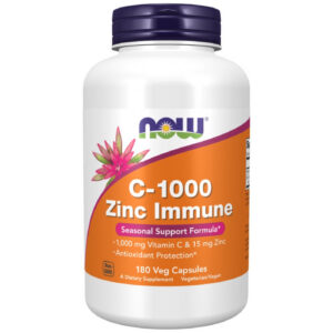 NOW Foods - C-1000 Zinc Immune | Vitamin C + Zinc Bisglycinate (180 дози) / 180 капсули