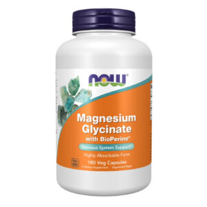 NOW Foods - Magnesium Glycinate with BioPerine® | Highly Absorbable Magnesium Bisglycinate (90 дози) / 180 капсули