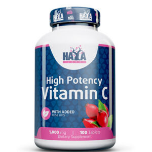 HAYA LABS High Potency Vitamin C 1000 mg with Rose Hips / 100 Tabs / 100g