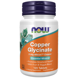 NOW Foods - Copper Glycinate 3 mg | Albion™ Copper Bisglycinate (120 дози) / 120 Таблетки