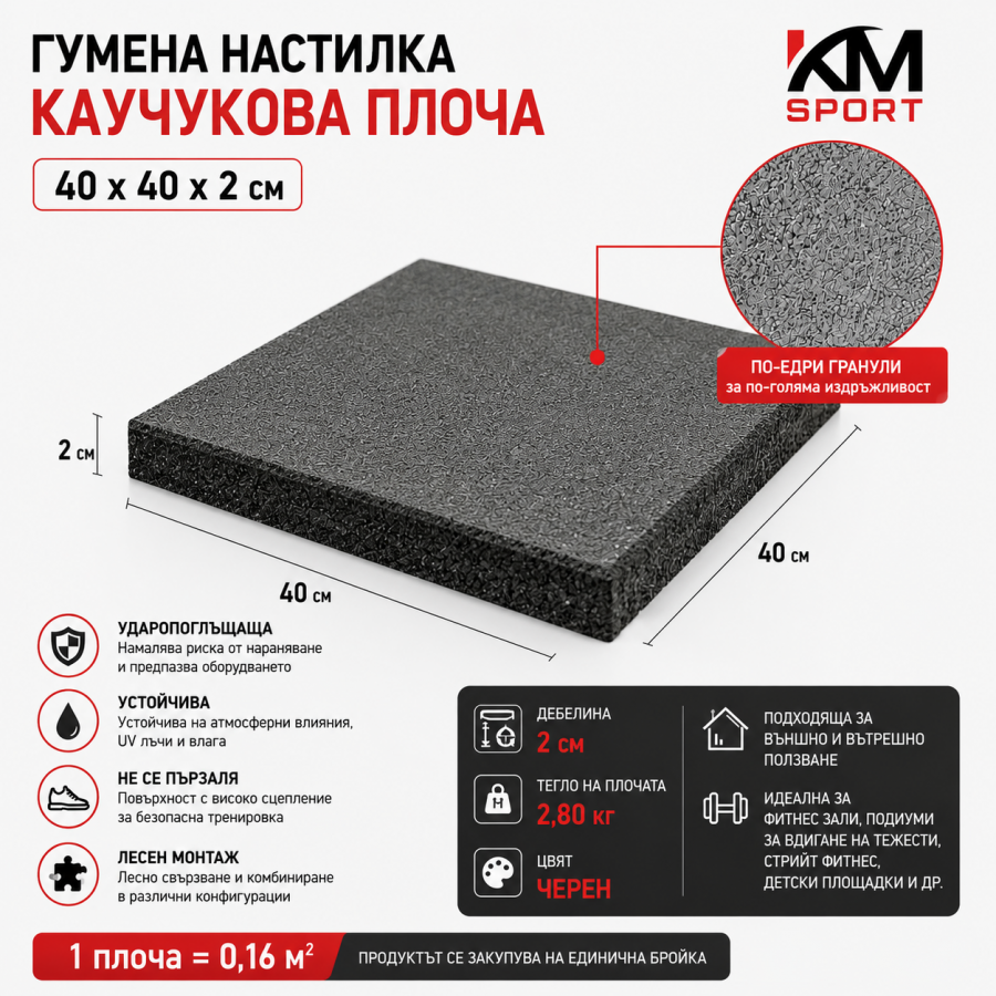 Настилка гумена , плочи 40x40x2см - различни цветове - Image 2