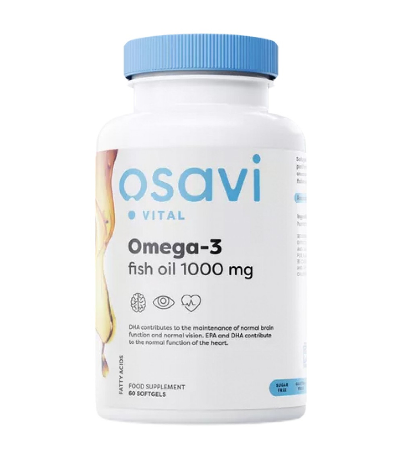 Osavi - Omega 3 Fish Oil 1000 mg | Molecularly Distilled / 60 Гел капсули, 30 дози