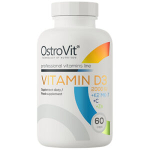 OstroVit - Vitamin D3 2000 + K2 MK-7 / + Vitamin C + Zinc / 60 капсули, 60 дози